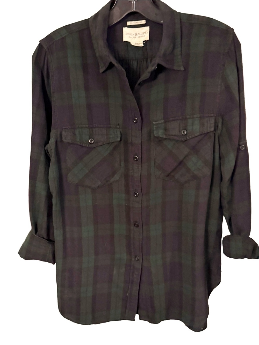 Ralph Lauren Denim & Supply Women’s Black Watch Plaid Shirt Sz M